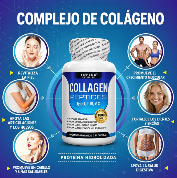 Collagen Peptides, Toplux, 90caps ASIG.