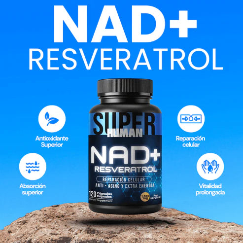 NAD Resveratrol - Cápsulas de Reparación Celular Antienvejecimiento y Energía Extra 120 Cápsulas